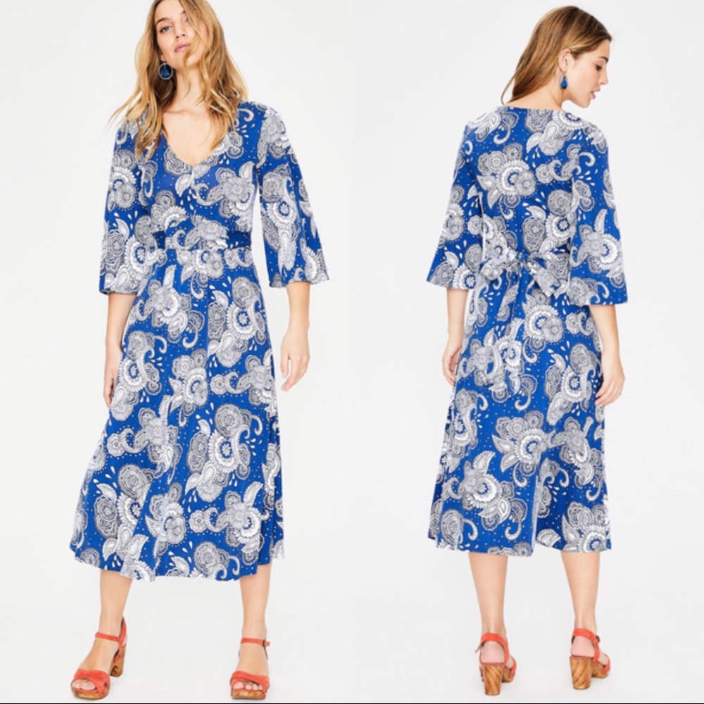 Boden Blue and White Midi Dress